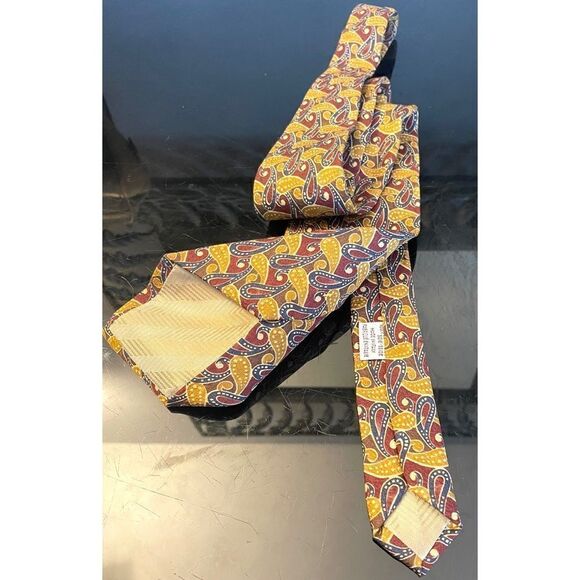 Michael Abboud Collection Gold/Brown Paisley 100% Silk Men’s Neck Tie - Picture 4 of 9